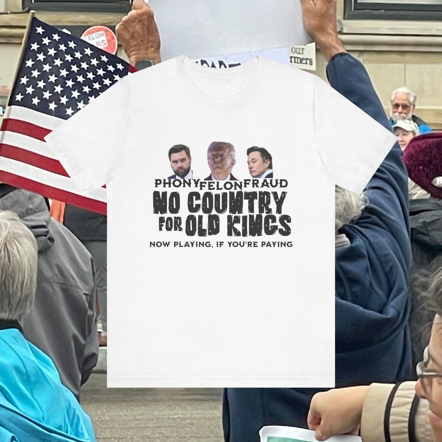 Graphic Tee - 'No Country for Old Kings' Parody - Trump Musk and Vance