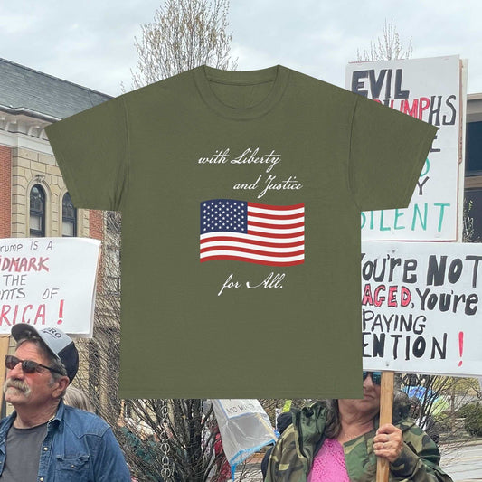 Liberty and Justice for All T-Shirt — American Flag Quote Tee