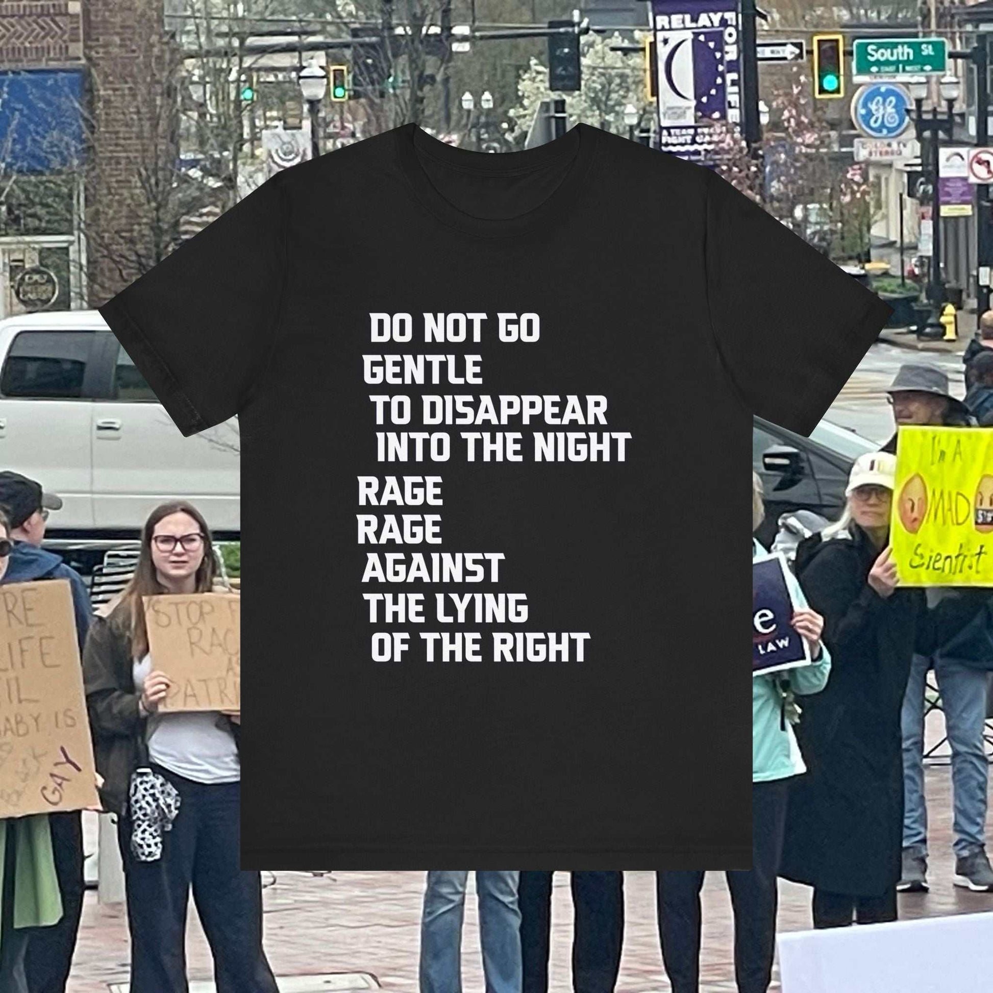 Rage Against the Lying Of the Right Unisex Jersey Tee in black
