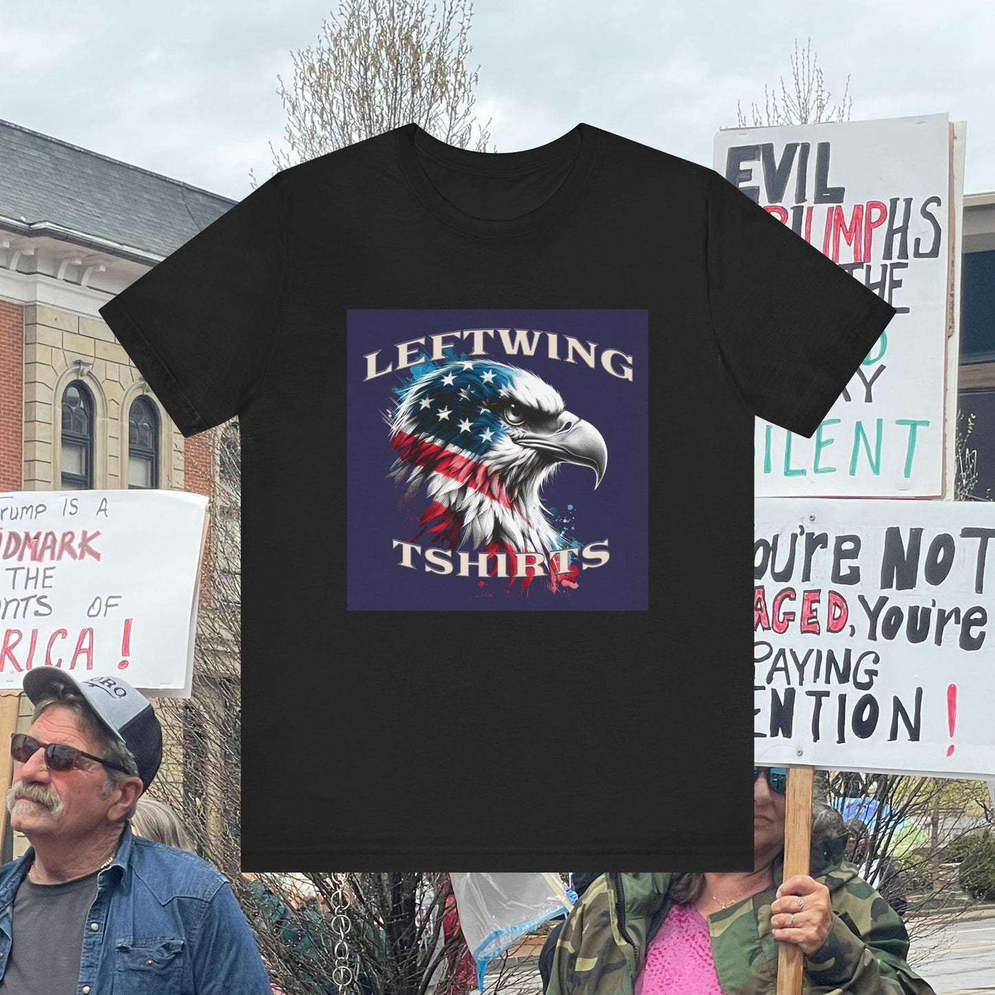 Unisex LeftWing T-Shirt with Eagle's Head Graphic Tee