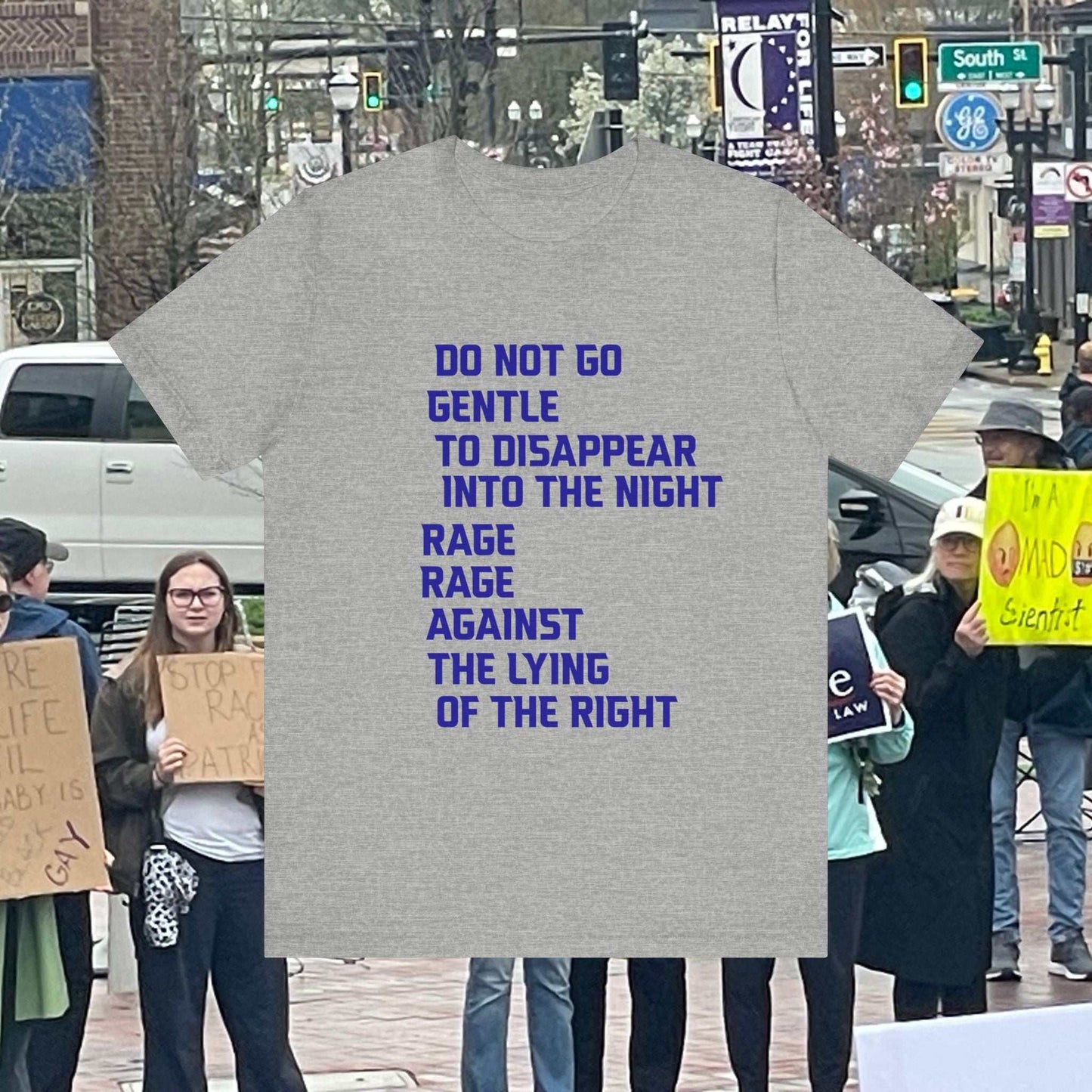 Rage Against the Lying Of the Right Unisex Jersey Tee in grey