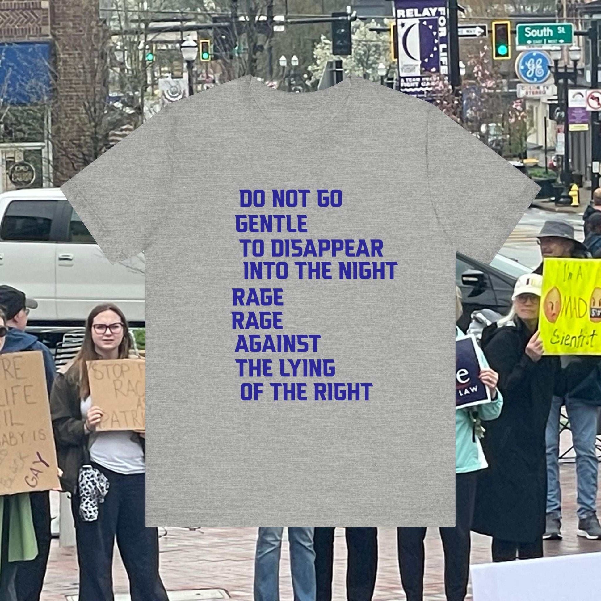 Rage Against the Lying Of the Right Unisex Jersey Tee in grey