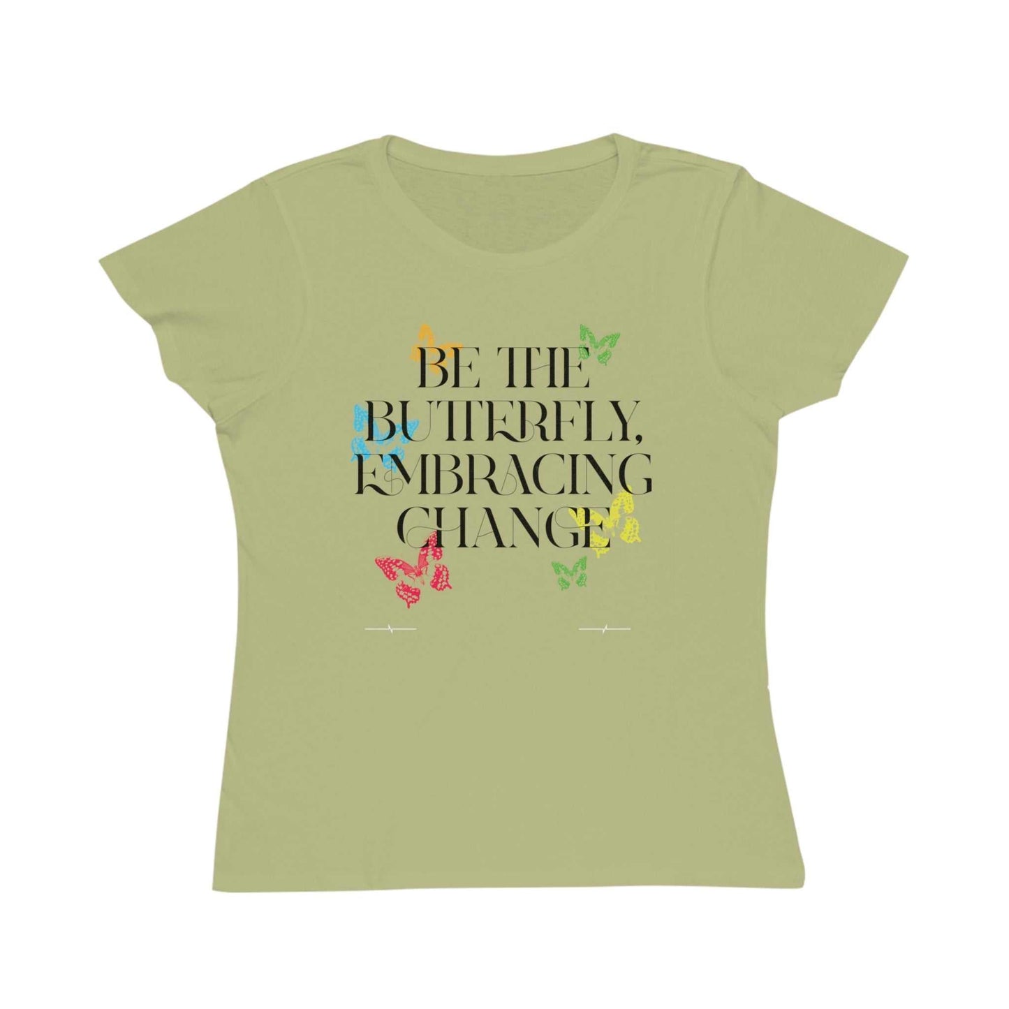 Embracing Change Butterfly.  t-shirt with motivational quote 'Be the Butterfly Embracing Change', with colorful butterflies