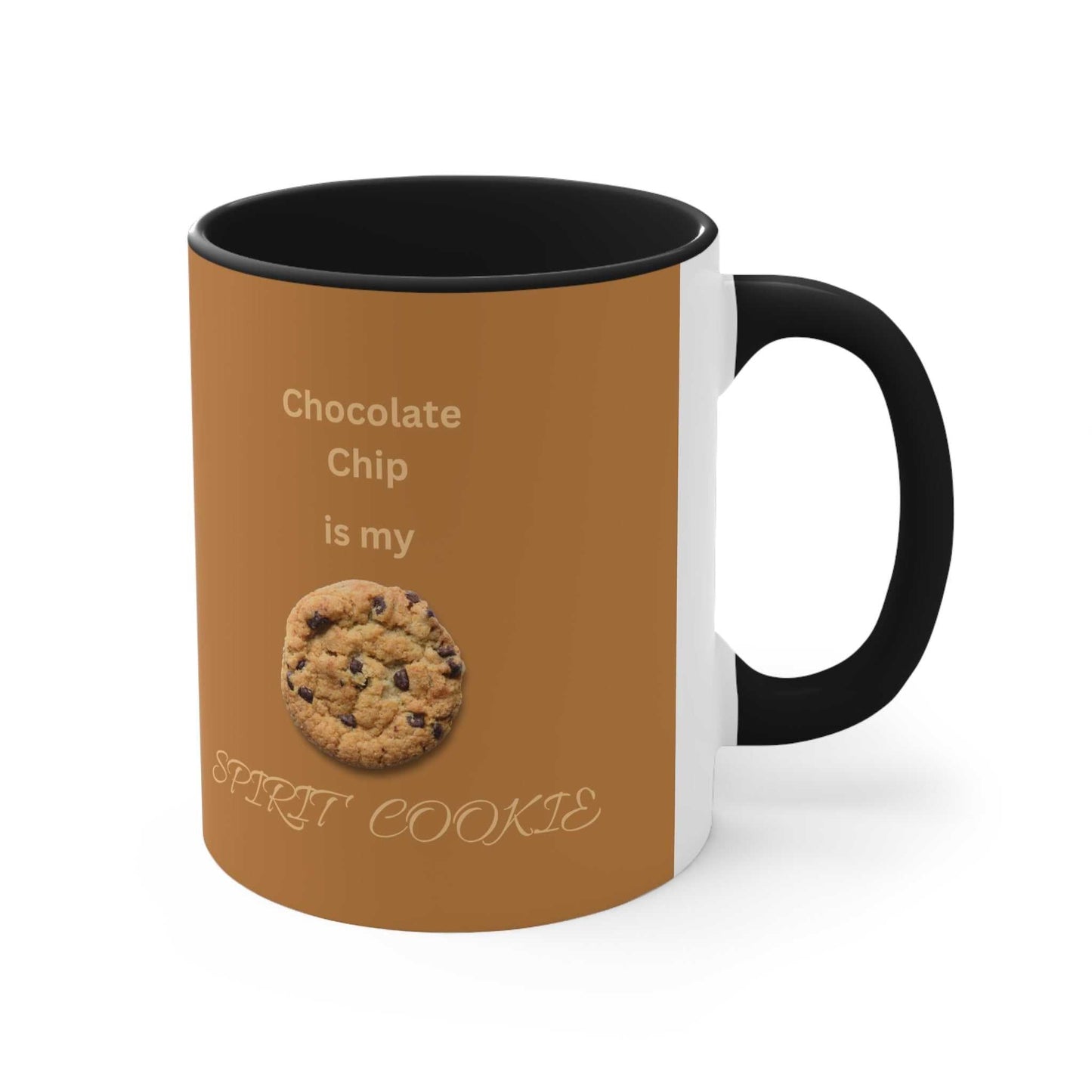 Chocolate Chip is my Spirit Cookie text with cookie graphic on a milk chocolate background