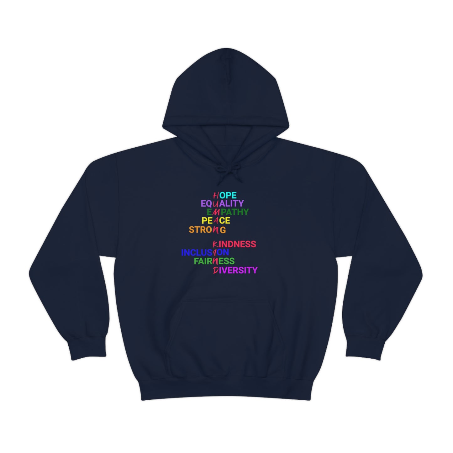 Navy hoodie with graphic "Human Kind""Human Kind"