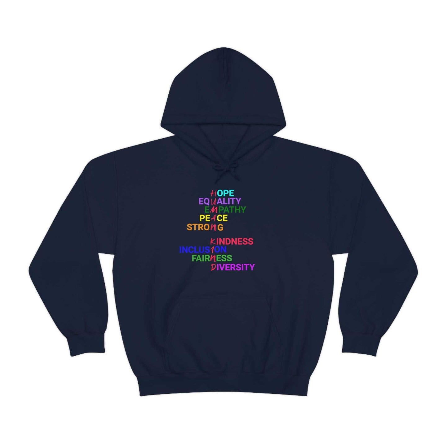 Navy  hoodie with graphic "Human Kind""Human Kind"