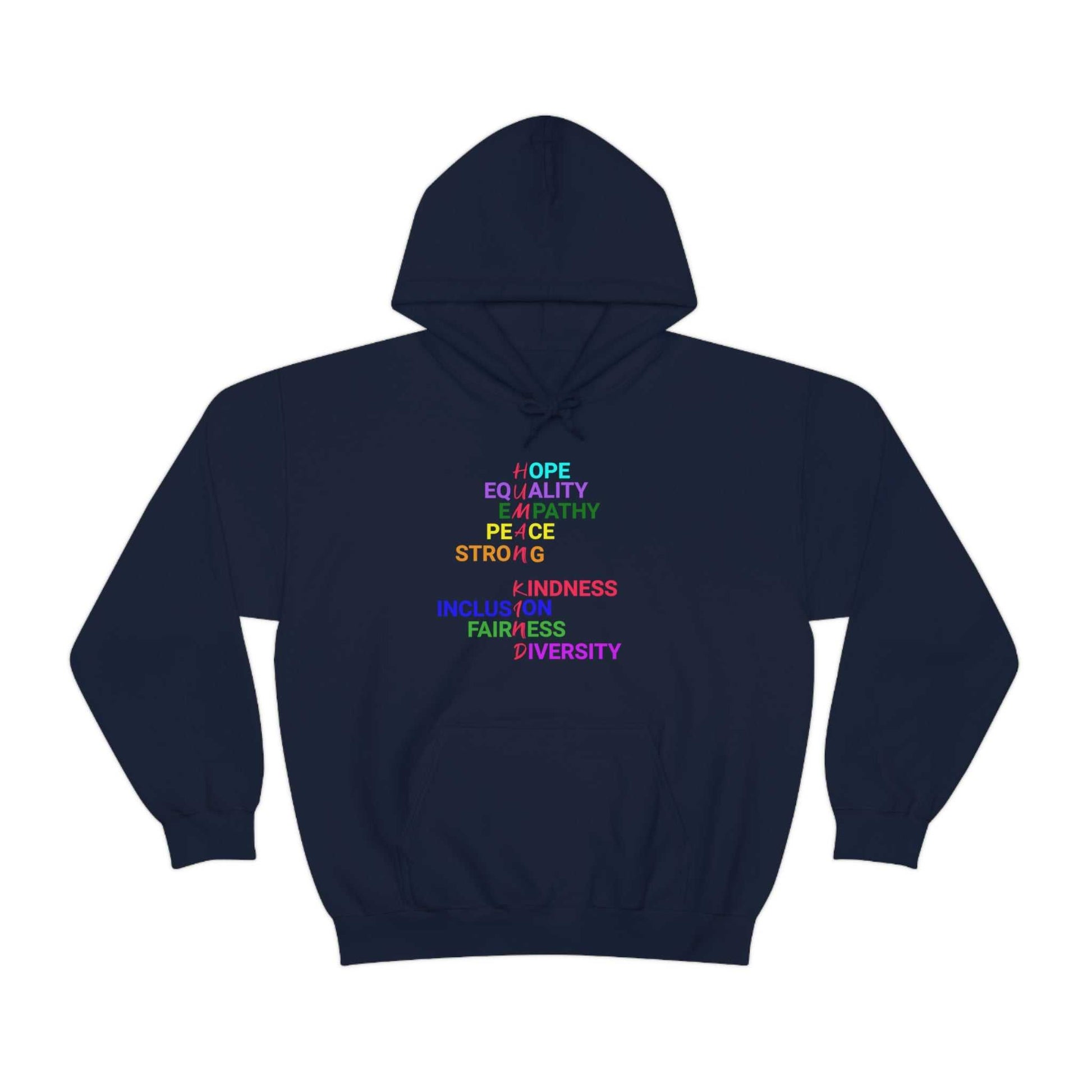 Navy  hoodie with graphic "Human Kind""Human Kind"