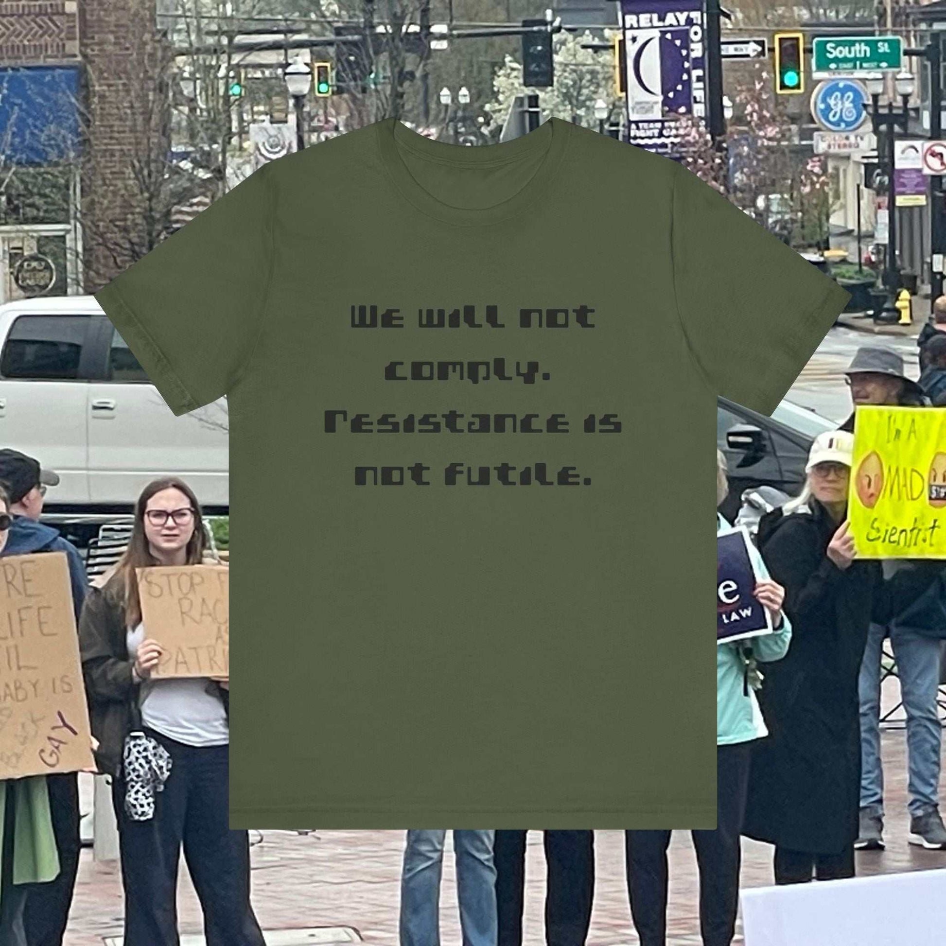 Star Trek Resistance Is Not Futile army green tee