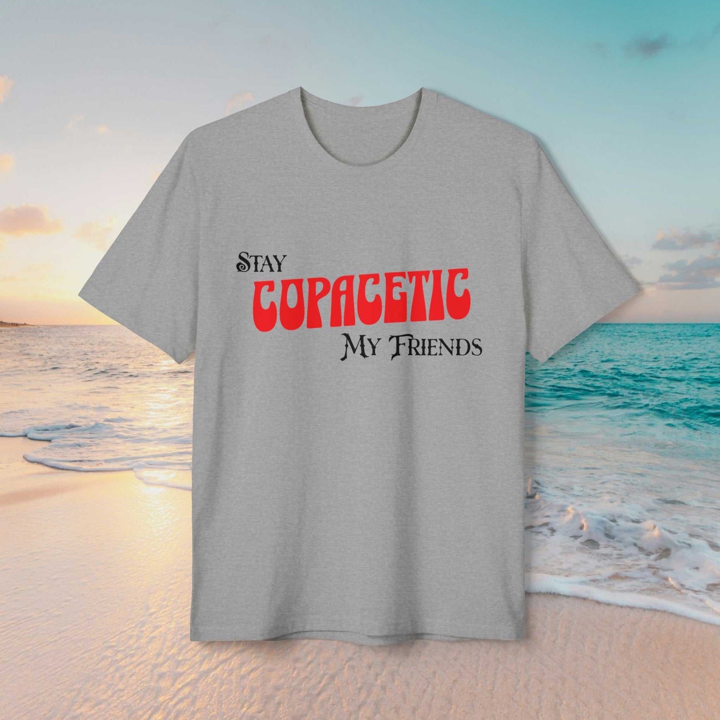 Stay Cool? 'Stay Copacetic, My Friends' test on grey tee