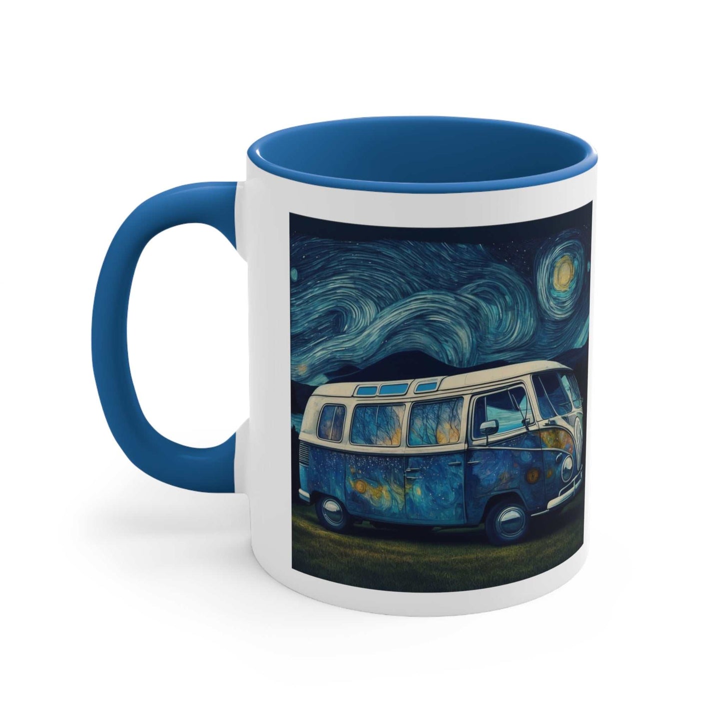 Van Gogh Van portrait on a white Coffee Tea Mug with blue interior and handle.