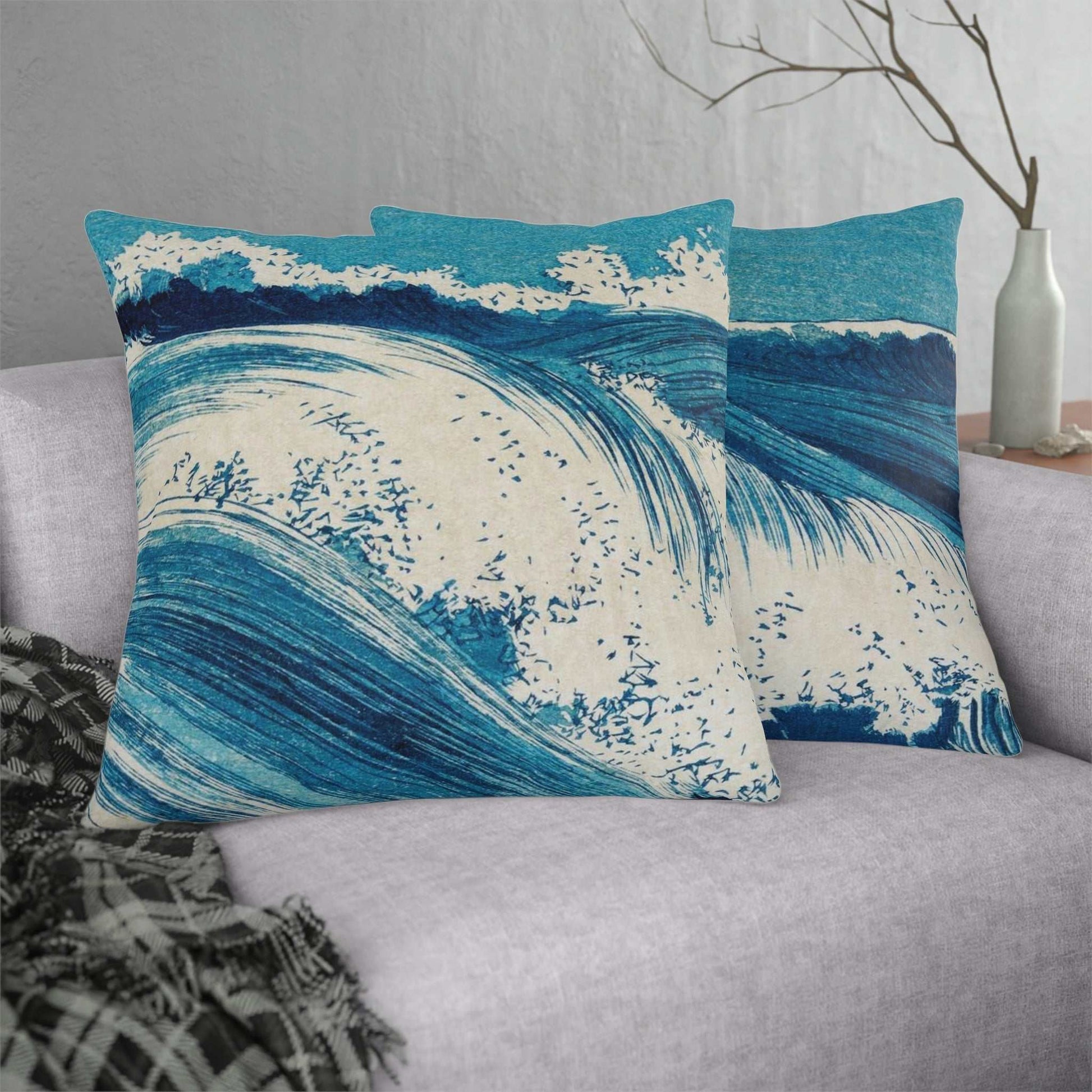 japanese painting waves  Koenen Waterproof Pillows