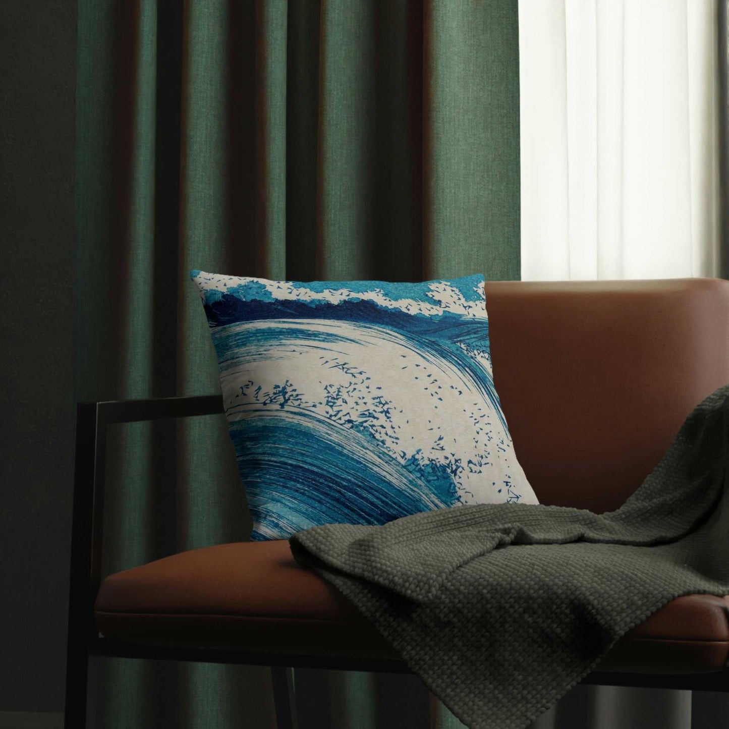 japanese painting waves Koenen Waterproof Pillows