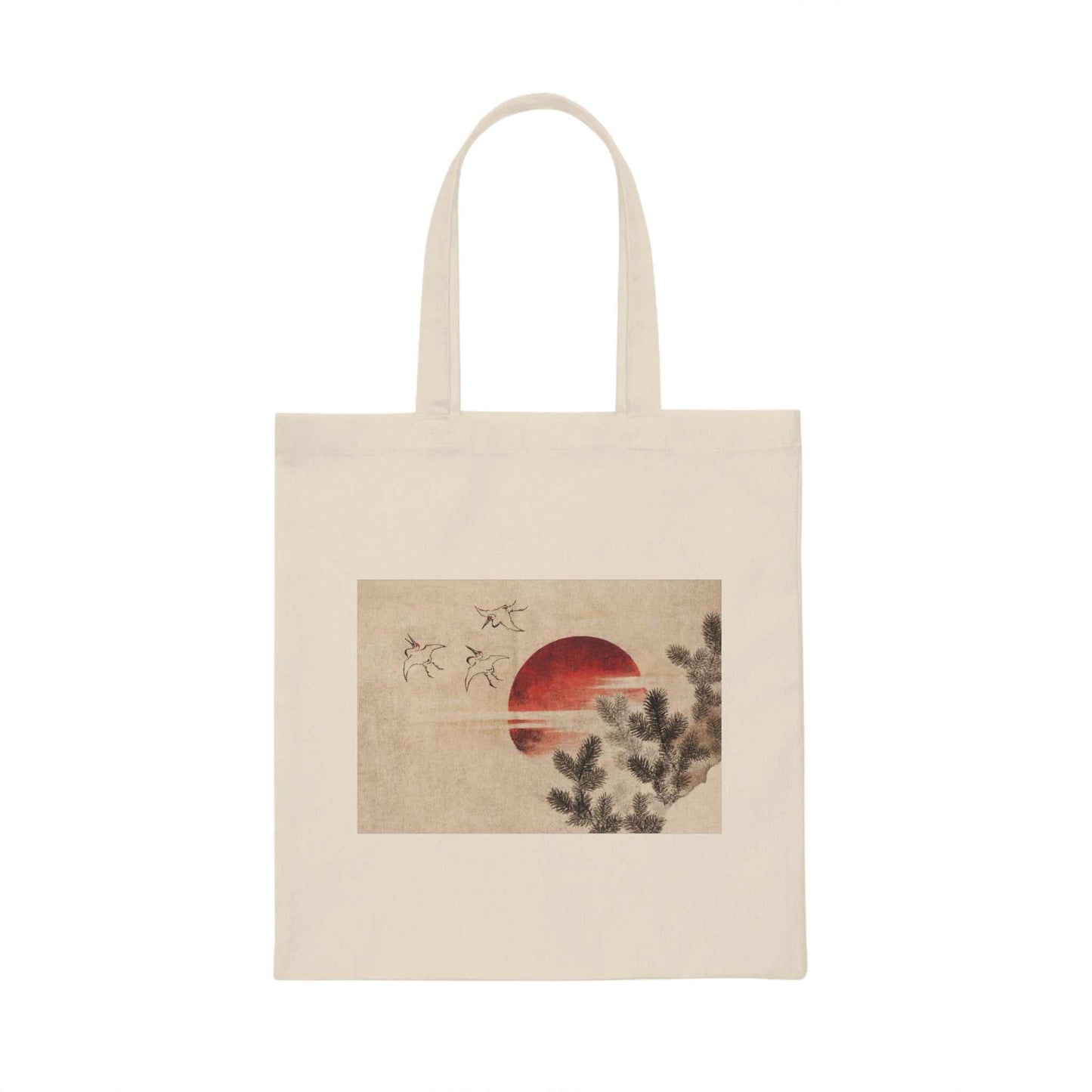 Katsushika-Hokusai birds and sunset  (1814) Canvas Tote