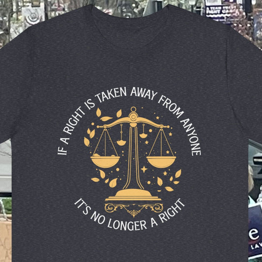 Unisex Tee - 'If any right can be taken away, it wasn't a right'